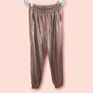 Anthropologie Nwt lightweight, metallic rose jogger pant, stretchy, size Medium